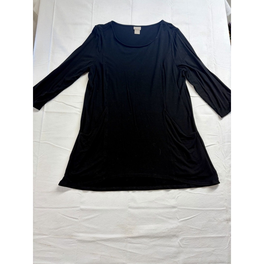Women's Chico's Black Long Sleeve Pocket Shirt Size 7 Medium
